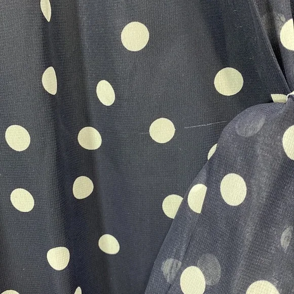 ASOS curve polka dot pleated sleeveless dress navy white - Picture 9 of 11